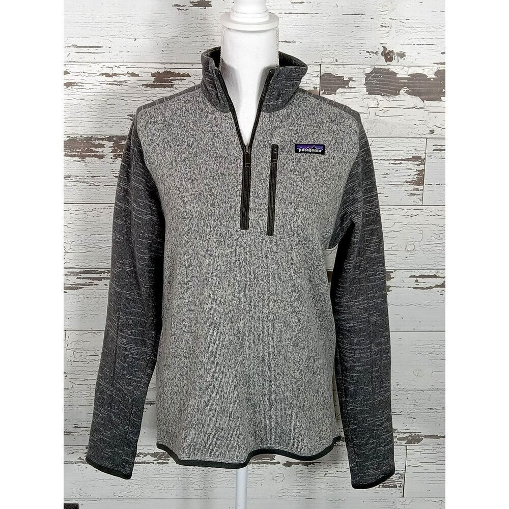PATAGONIA Men's Better Sweater 1/4 Zip Fleece Pullover in Nickel Grey Sz S EUC